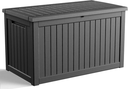 35 Gallon Outdoor Deck Box Lockable Waterproof Storage Black