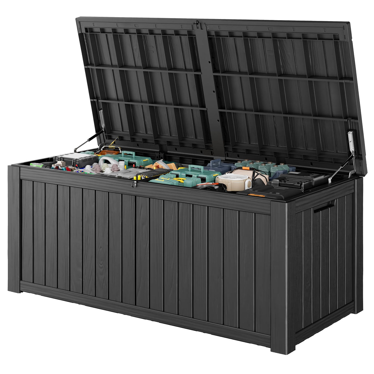 Outdoor Storage Waterproof Deck Box for Patio (45 Gallon, Grey)