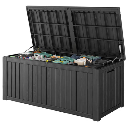 Outdoor Storage Waterproof Deck Box for Patio (45 Gallon, Grey)