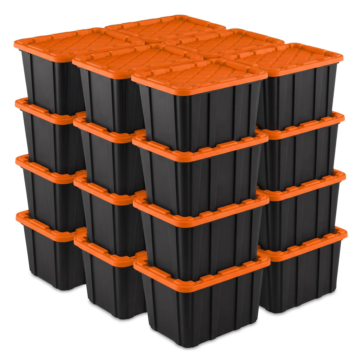 Sterilite Industrial Storage Tote with Lids for Garage, 27 Gallon, 4-Pack
