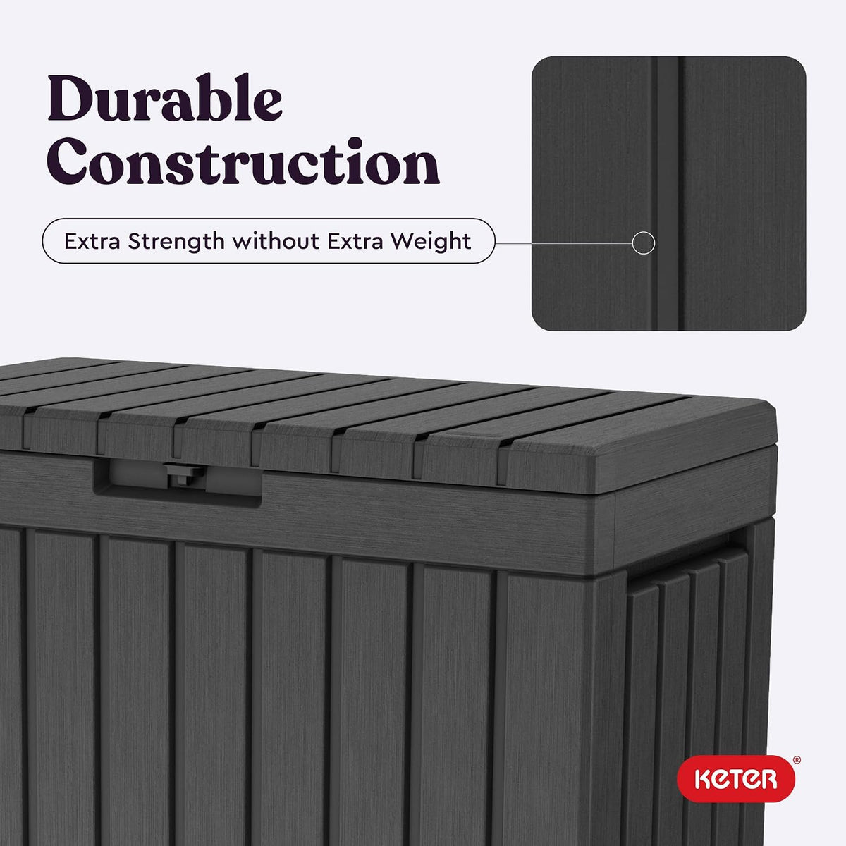 Keter Kentwood 50 Gal Outdoor Storage Box and Patio Side Table