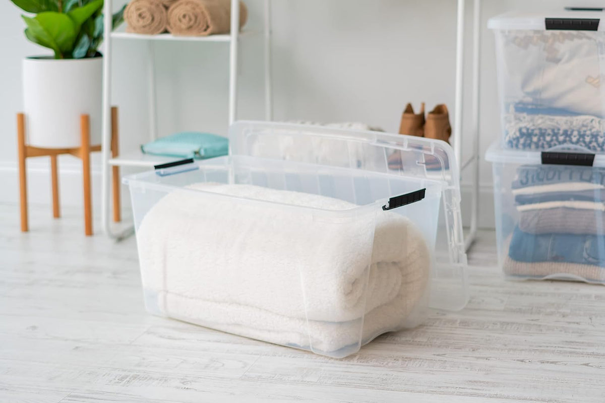 IRIS USA 4-Pack 72 Quart Storage Bins with Lids, Clear