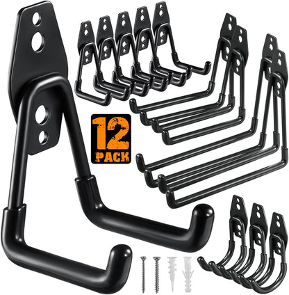 HUPBIPY 12 Pack Garage Hooks Heavy Duty, Wall Mount Ladder Hooks