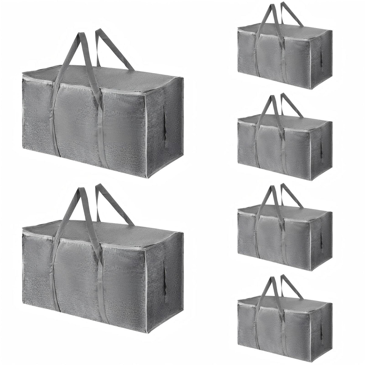 Moving Bags Extra Large 8 Pack - Heavy Duty Storage Totes with Wrap-Around Handles & Reinforced Zippers - Foldable Moving Box Alternative, Water-Resistant for Dorm, Closet & Under Bed Storage (Clear)