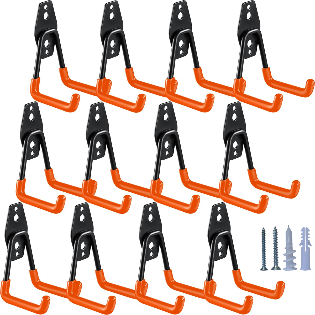 HUPBIPY Heavy Duty Garage Hooks 6 Pack, 2.8 inch Small U Shaped Hanger, Wall Mounted Storage System, Power and Garden Tool Organizer, for Hanging Ladders, Hose, Bulk Items and More