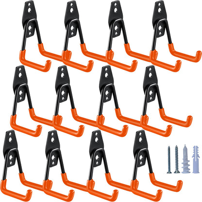 HUPBIPY Heavy Duty Garage Hooks 6 Pack, 2.8 inch Small U Shaped Hanger, Wall Mounted Storage System, Power and Garden Tool Organizer, for Hanging Ladders, Hose, Bulk Items and More