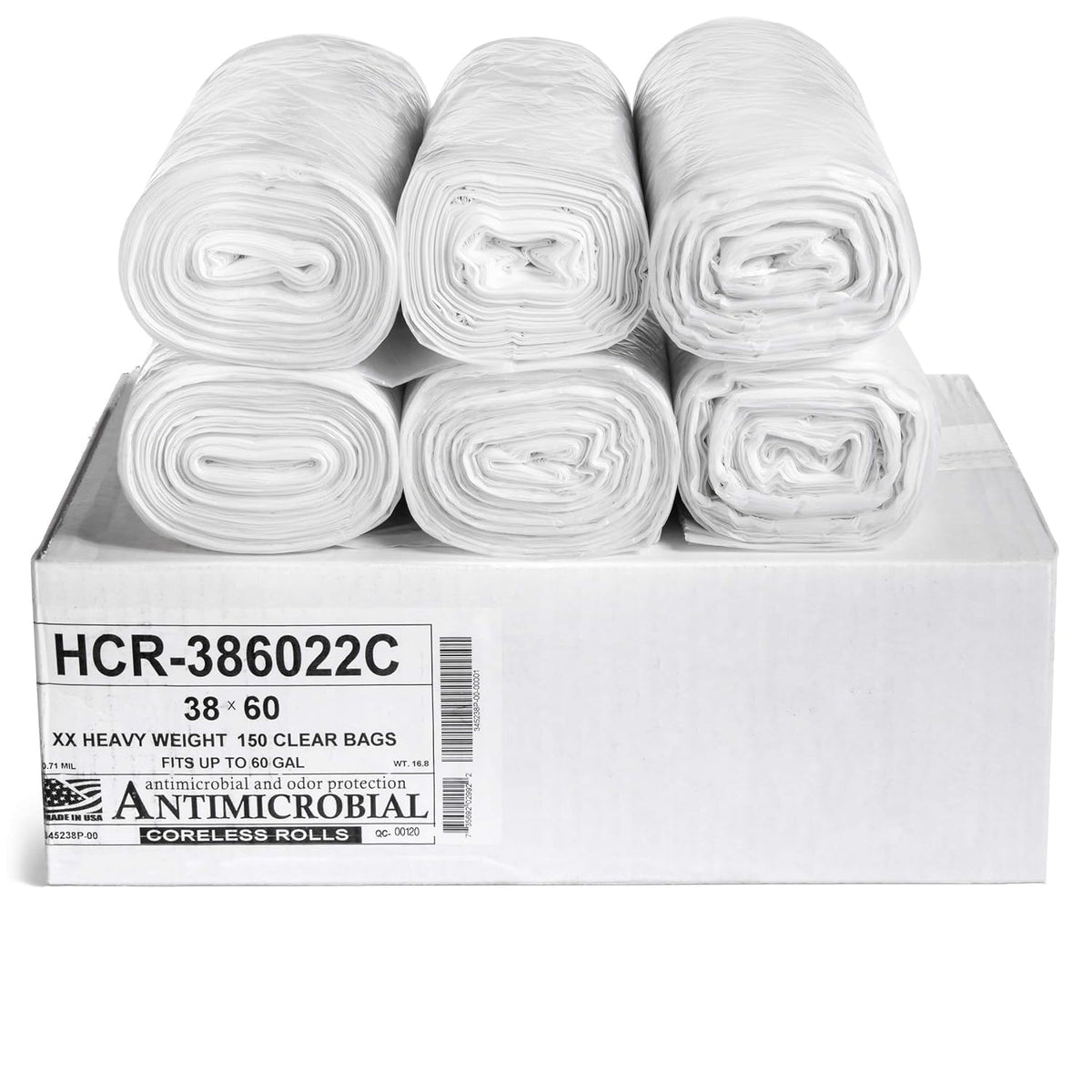 Aluf Plastics 60 Gal Black Trash Bags, 22 Micron (EQ.), 38" x 60" (150 Pk)