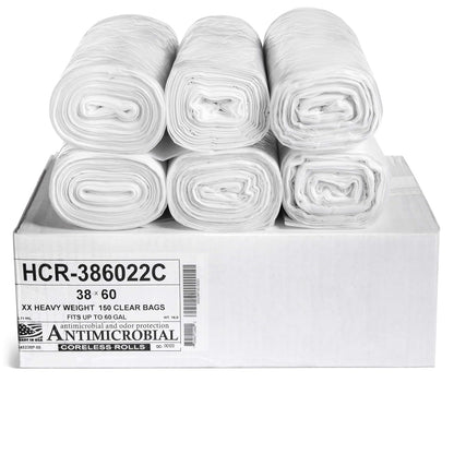 Aluf Plastics 60 Gal Black Trash Bags, 22 Micron (EQ.), 38" x 60" (150 Pk)