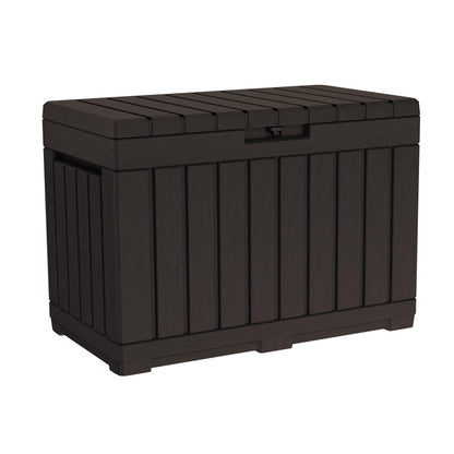 Keter Kentwood 50 Gal Outdoor Storage Box and Patio Side Table