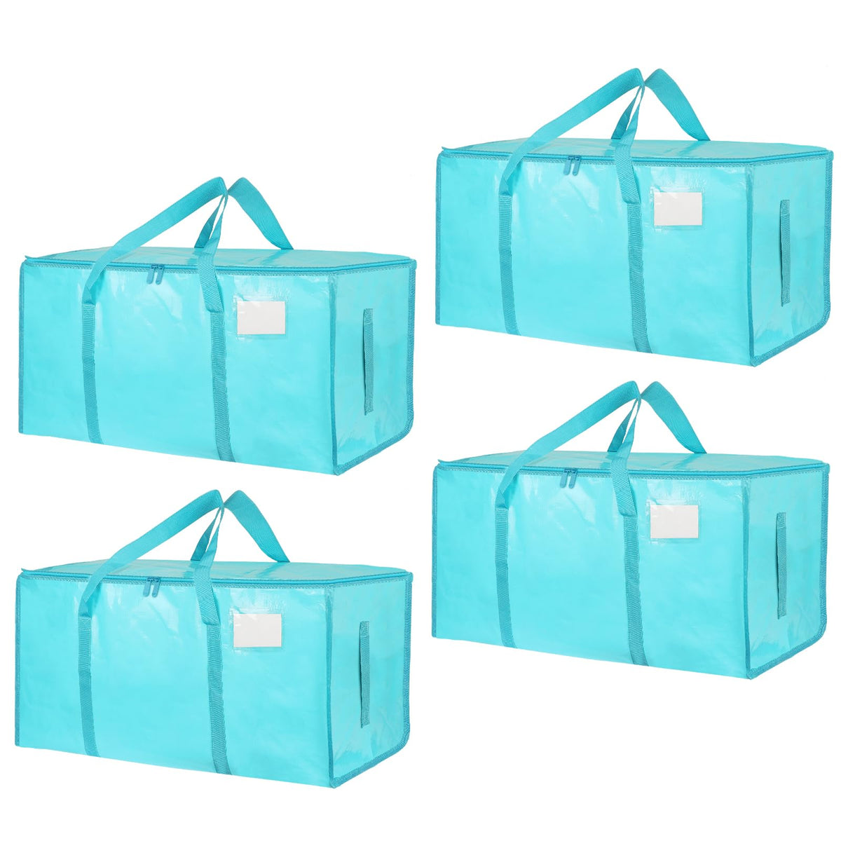 Moving Bags Extra Large 8 Pack - Heavy Duty Storage Totes with Wrap-Around Handles & Reinforced Zippers - Foldable Moving Box Alternative, Water-Resistant for Dorm, Closet & Under Bed Storage (Clear)