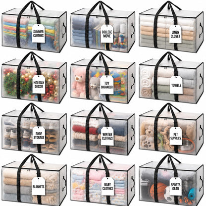 ClearSpace Heavy Duty Moving Bags or Storage Bins with Lids, Blue, 6 Pack