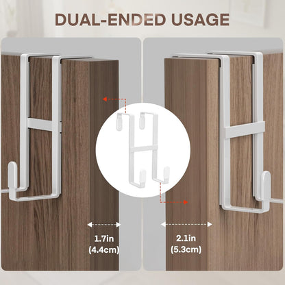 FYY Over The Door Hooks, 2 Packs Double Sided-Hanger Fits Door 1-7/8"White