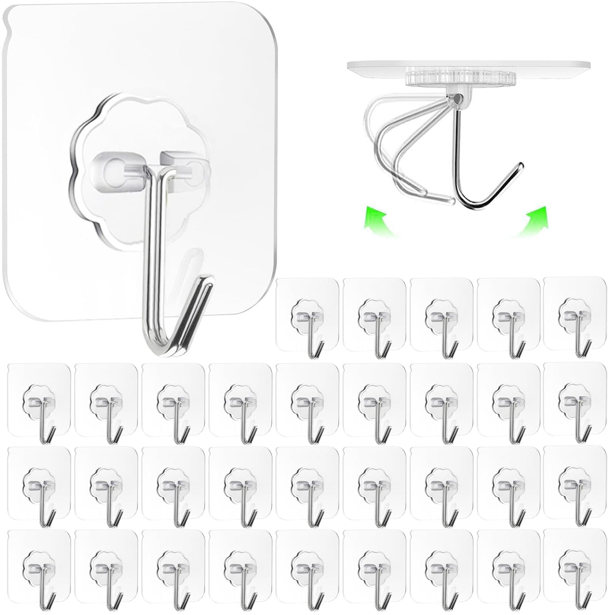 ZESLMG Adhesive Wall Hooks for Hanging, 16 Pack Self Sticky Hook No Drill