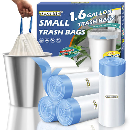 Small Trash Bags 4 Gallon Drawstring,1.1 Mil,Unscented,120 Count