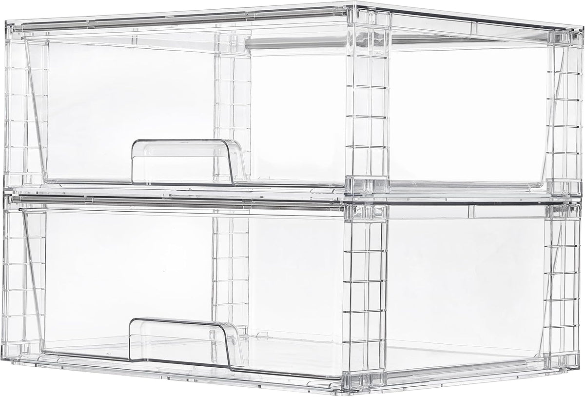 Vtopmart 4 Pack Large Stackable Storage Drawers, Clear