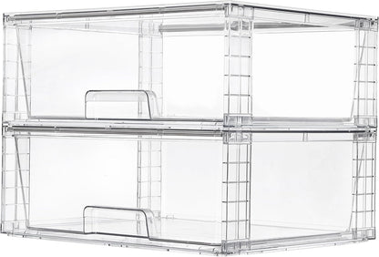Vtopmart 4 Pack Large Stackable Storage Drawers, Clear