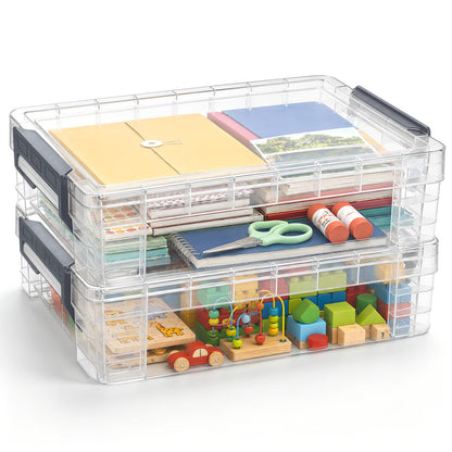 Sooez 6 Pack Extra Large Pencil Box, Plastic Pencil Case Crayon Box