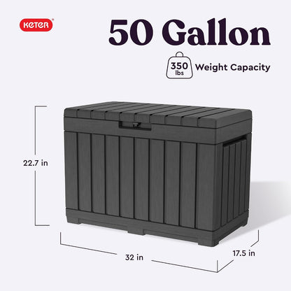 Keter Kentwood 50 Gal Outdoor Storage Box and Patio Side Table