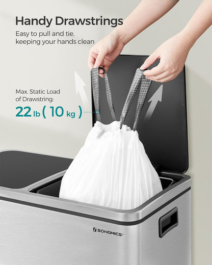 SONGMICS Trash Bags, for 8-Gallon (30 L) Trash Can, 2 Rolls, 90 Count
