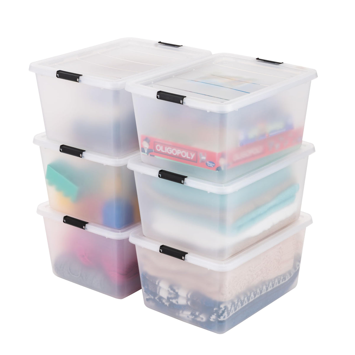 IRIS USA 6-Pack 32.5 Quart Clip Box with Latching Lid