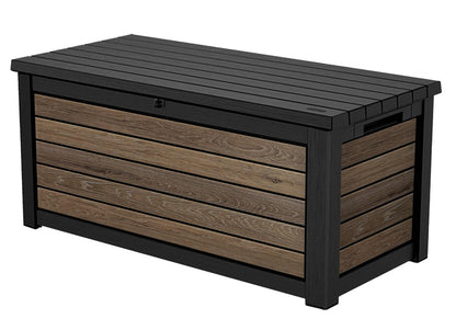 Keter Premium Everwood 50 Gal Outdoor Storage Box and Patio Side Table