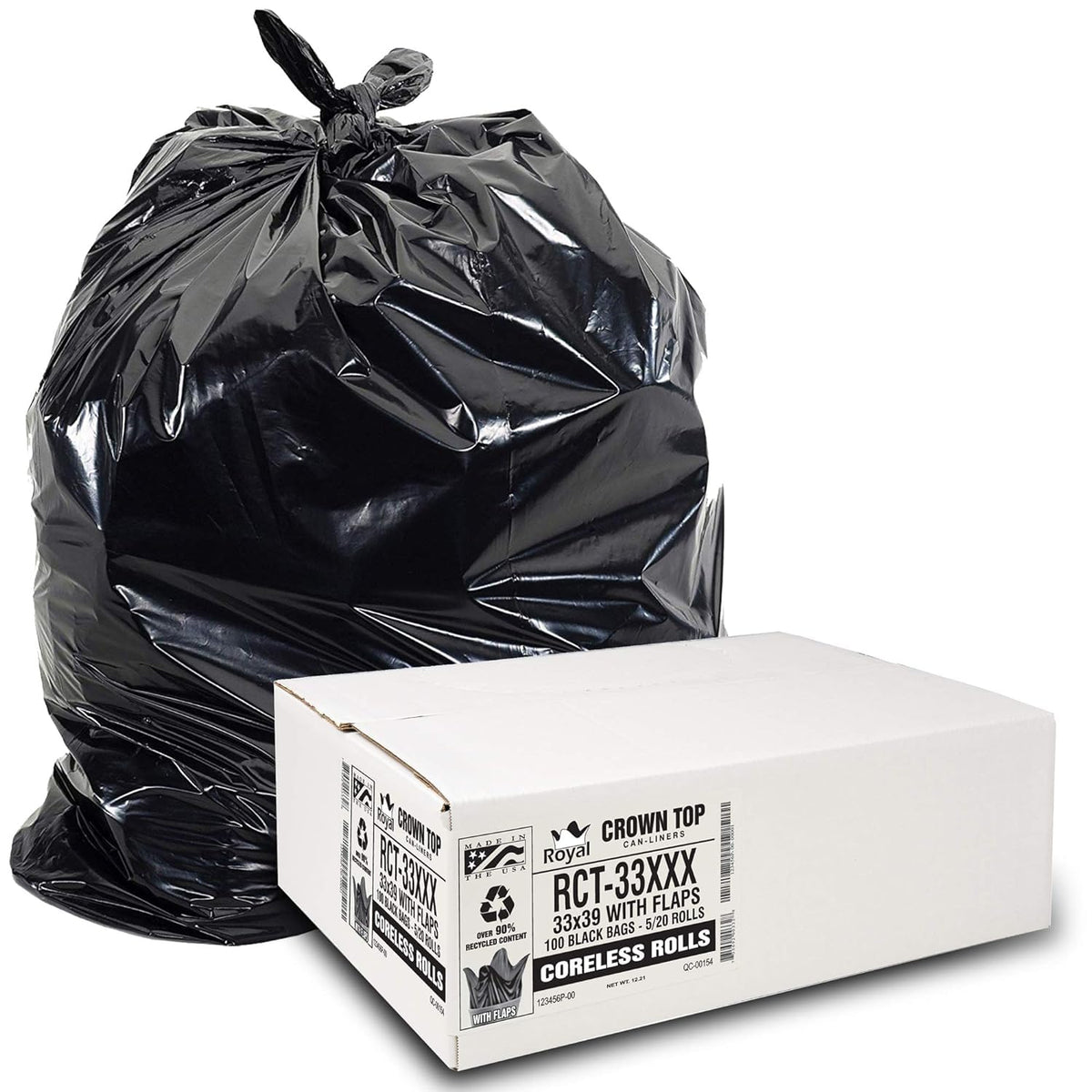 Aluf Plastics 55 Gallon Trash Bags Heavy Duty - (Huge) - 2.0 MIL Thick (equiv) - 38" x 58" - Garbage Bags for Toter, Contractors, Lawn, Leaf, Yard Waste, Kitchen, Industrial, Black, 50 Pack