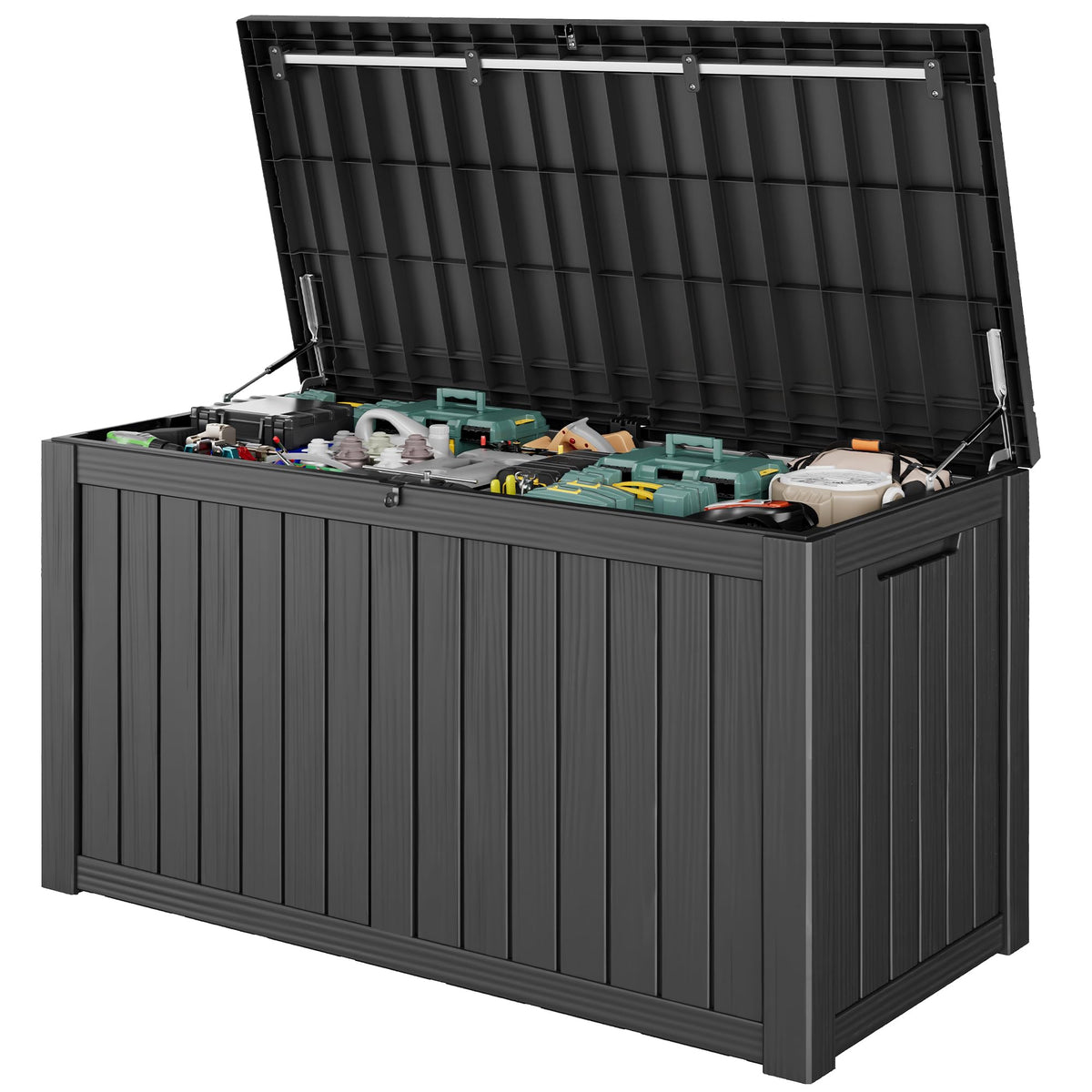 Outdoor Storage Waterproof Deck Box for Patio (45 Gallon, Grey)