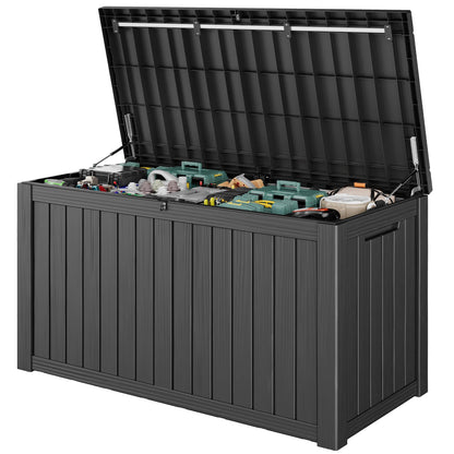 Outdoor Storage Waterproof Deck Box for Patio (45 Gallon, Grey)
