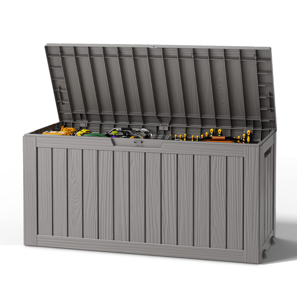 Outdoor Storage Box, Resin Deck Boxes outdoor, Waterproof Storage Box Lockable Lid (Black, 50 Gallon)