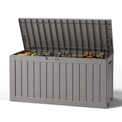 Outdoor Storage Box, Resin Deck Boxes outdoor, Waterproof Storage Box Lockable Lid (Black, 50 Gallon)