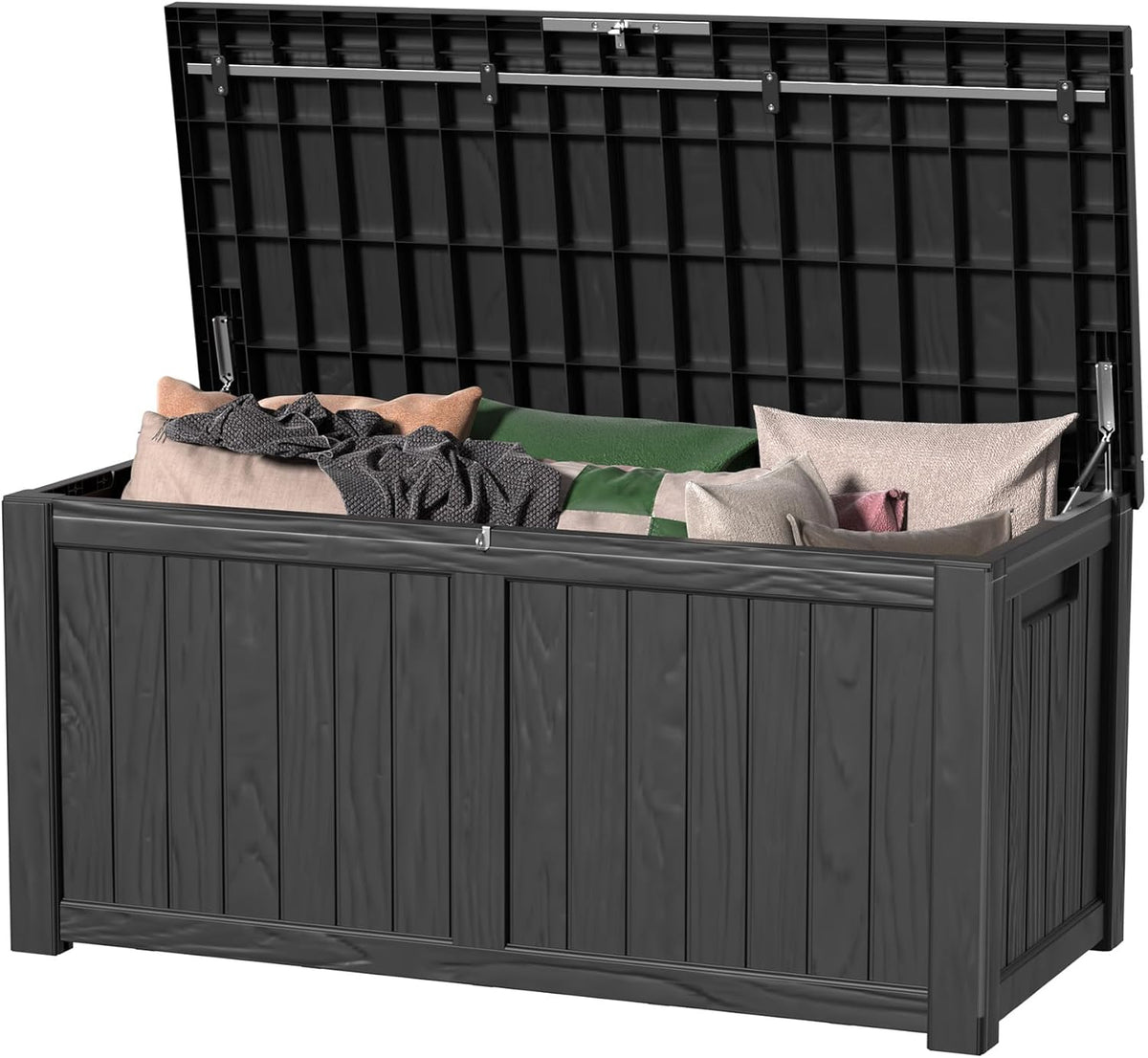 35 Gallon Outdoor Deck Box Lockable Waterproof Storage Black