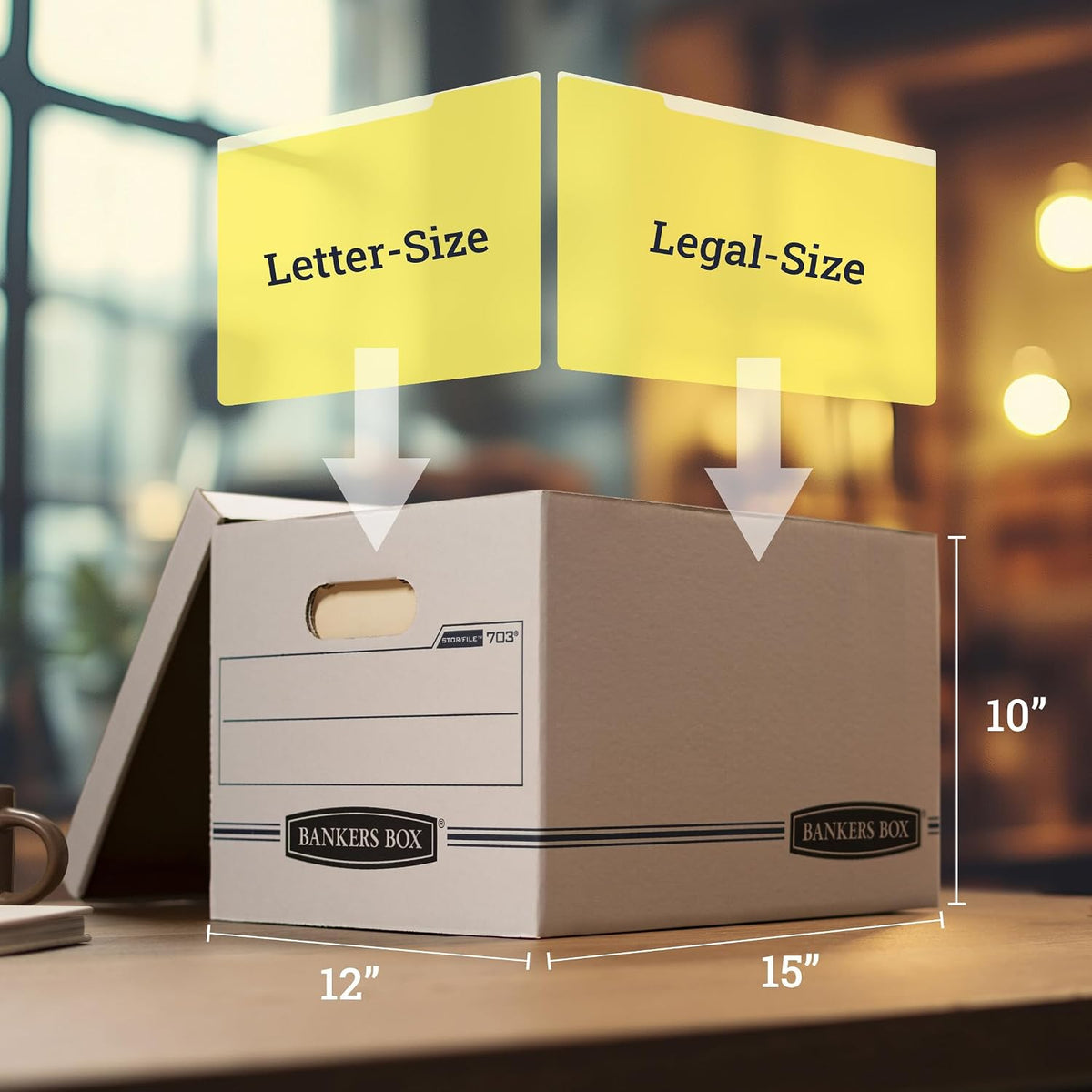 Bankers Box 12-Pack Basic-Duty File Storage Box with Lid, Letter/Legal
