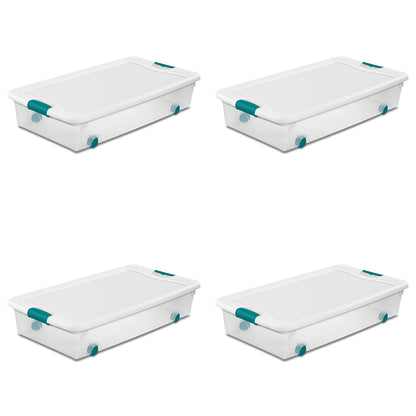 Sterilite Latching Box with Lids for Home and Office, 64 Quart, 4-Pack