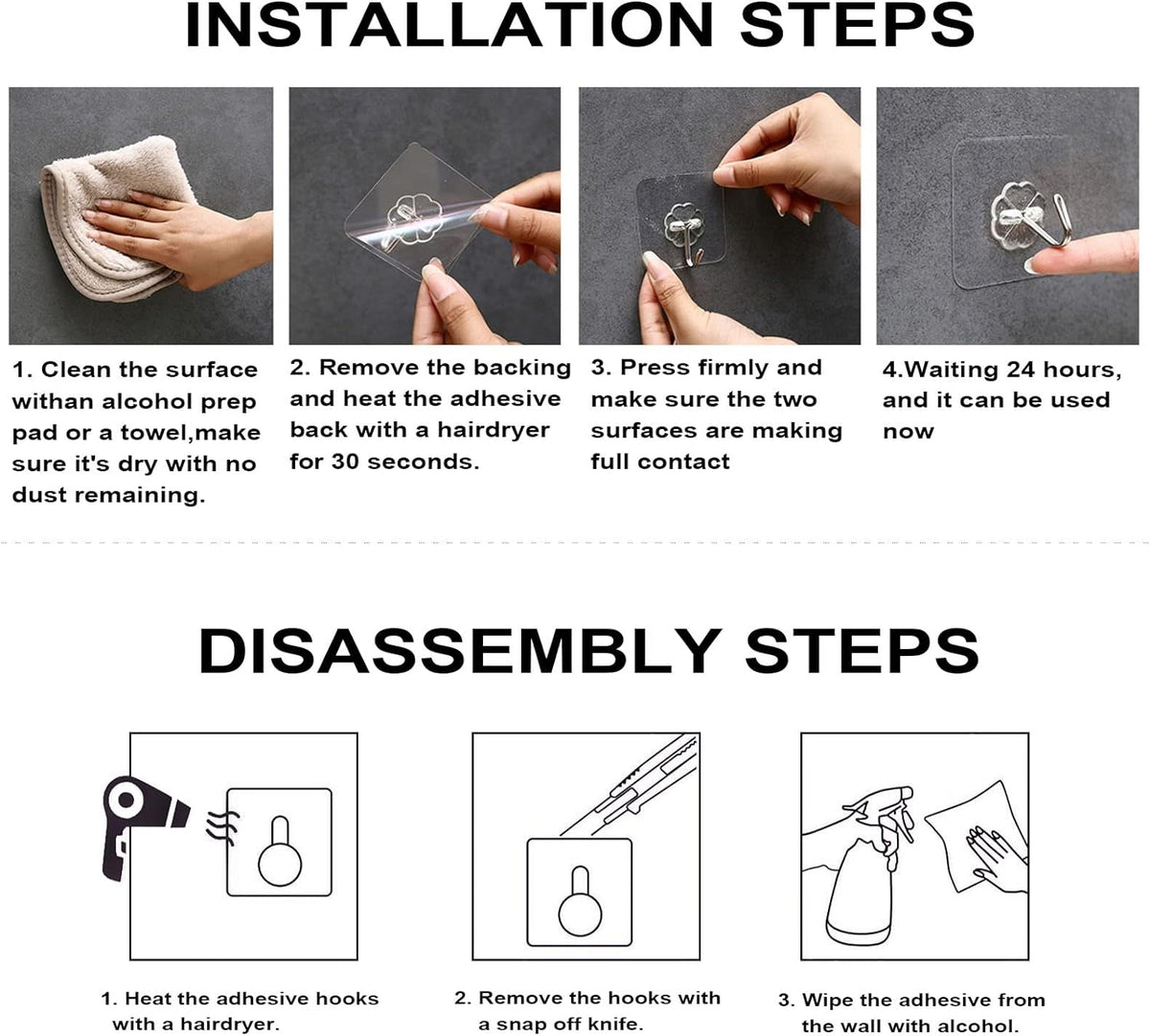 ZESLMG Adhesive Wall Hooks for Hanging, 16 Pack Self Sticky Hook No Drill