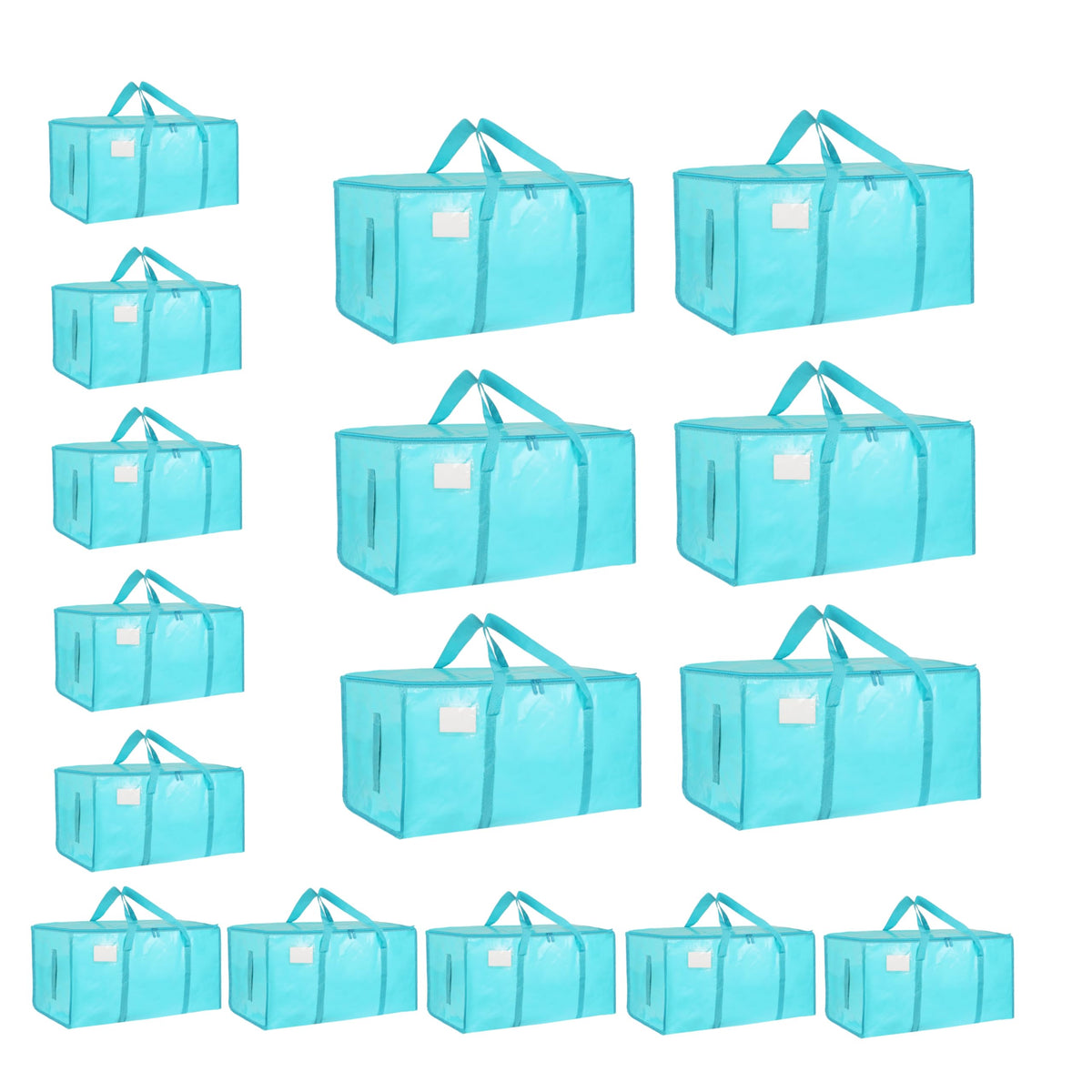 Moving Bags Extra Large 8 Pack - Heavy Duty Storage Totes with Wrap-Around Handles & Reinforced Zippers - Foldable Moving Box Alternative, Water-Resistant for Dorm, Closet & Under Bed Storage (Clear)