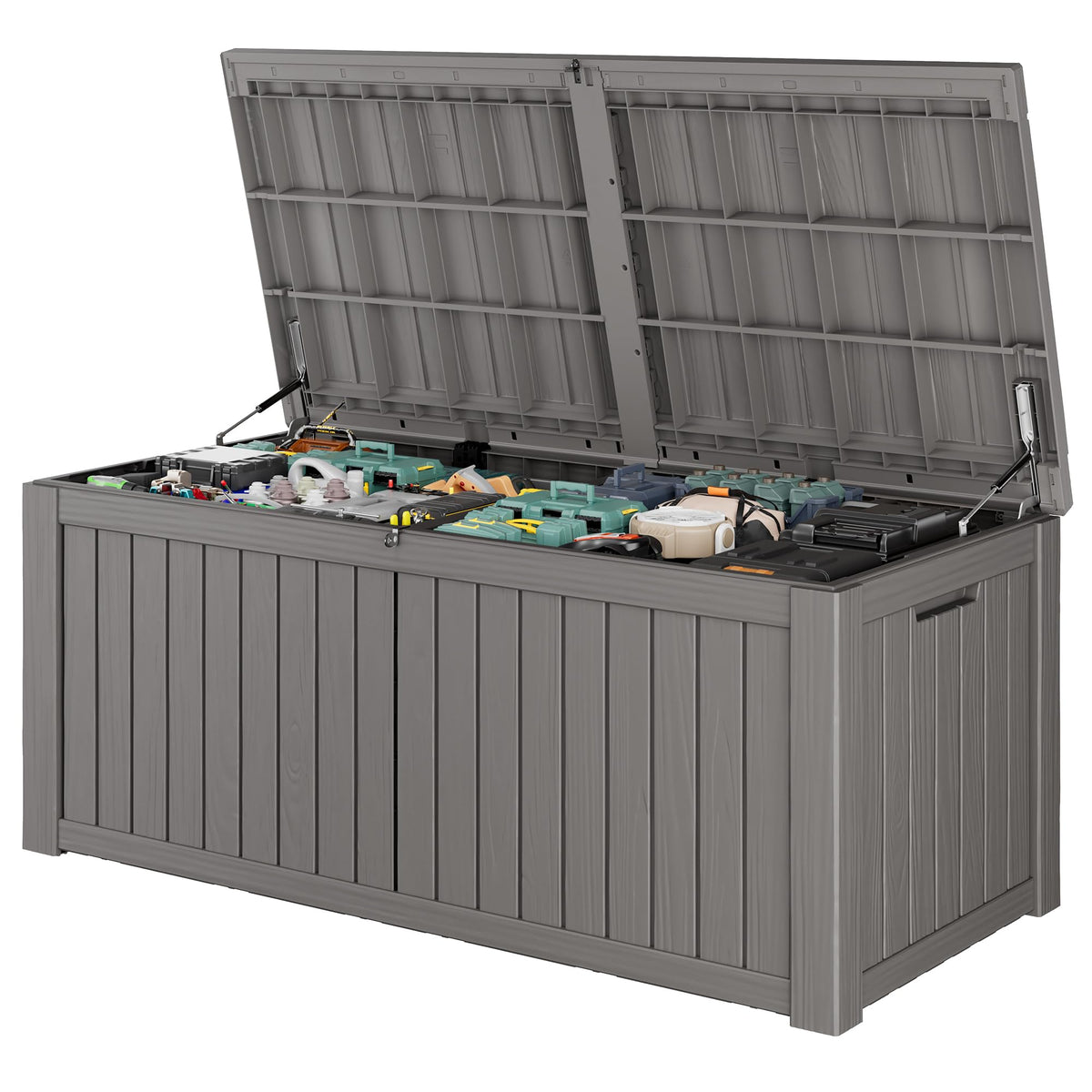 Outdoor Storage Waterproof Deck Box for Patio (45 Gallon, Grey)