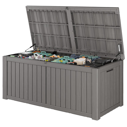 Outdoor Storage Waterproof Deck Box for Patio (45 Gallon, Grey)