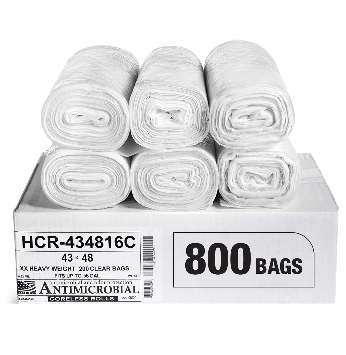 Aluf Plastics 60 Gal Black Trash Bags, 22 Micron (EQ.), 38" x 60" (150 Pk)