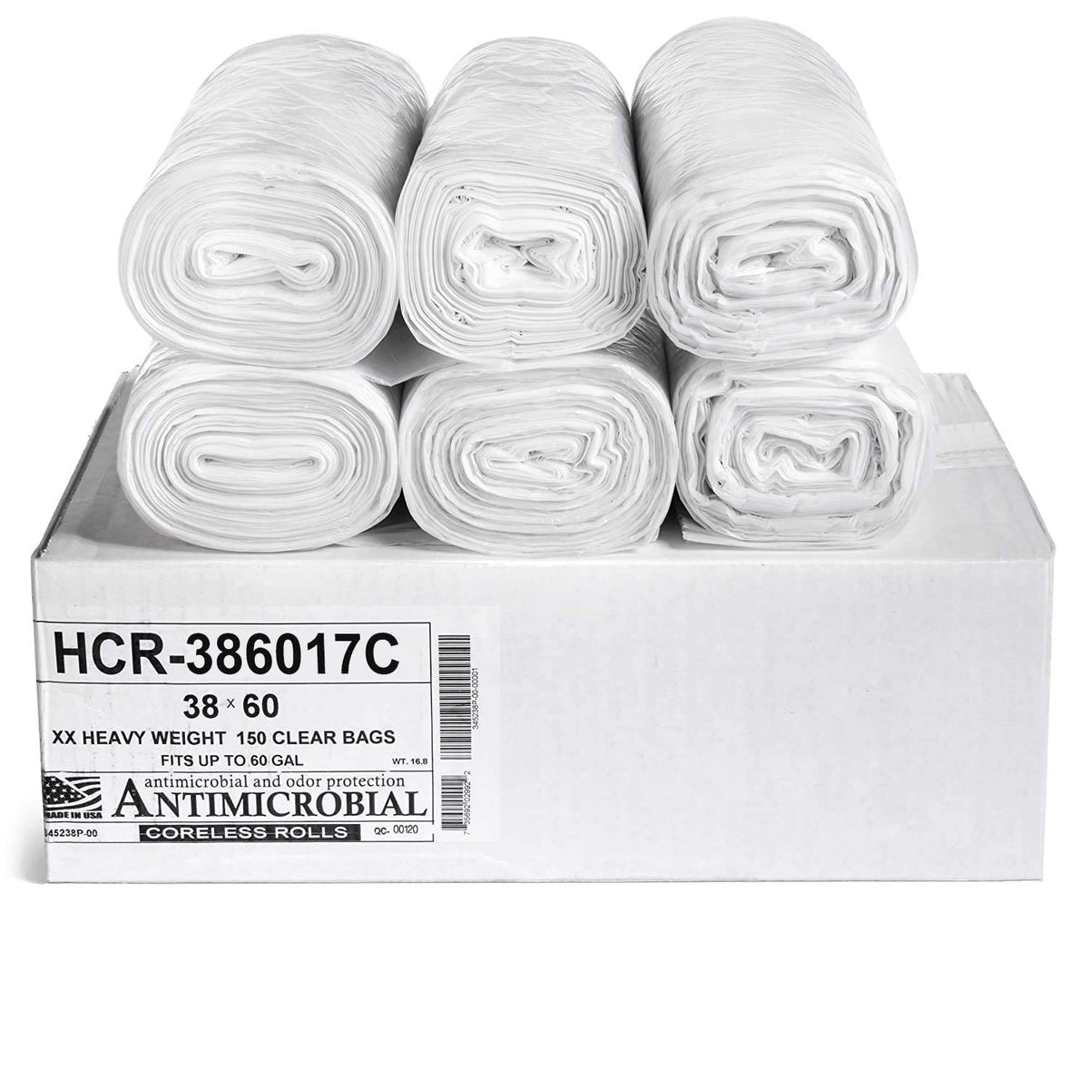Aluf Plastics 60 Gal Black Trash Bags, 22 Micron (EQ.), 38" x 60" (150 Pk)