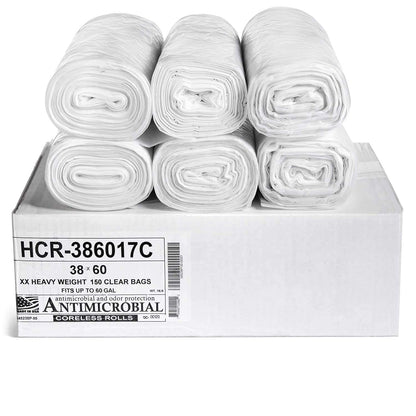 Aluf Plastics 60 Gal Black Trash Bags, 22 Micron (EQ.), 38" x 60" (150 Pk)