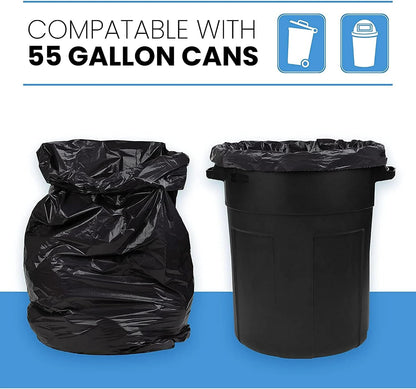 ToughBag 55 Gallon Heavy Duty Contractor Trash Bags, 50 Ct, Black, 1.2 Mil