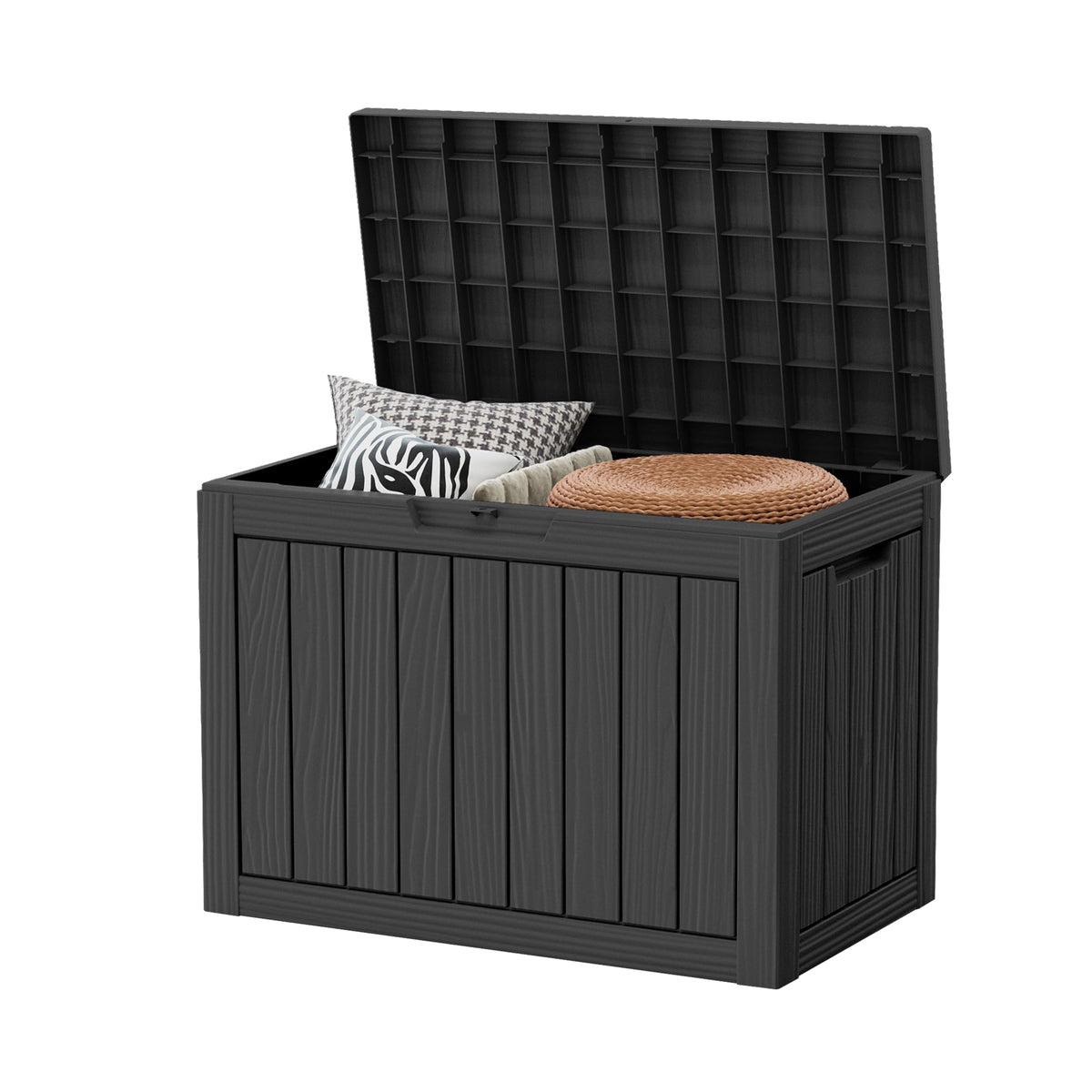 300 Gallon Resin Deck Box Waterproof Outdoor Storage Box for Patio Furniture Pool Accessories Indoor Storage for Cushion Garden Tools, Grey