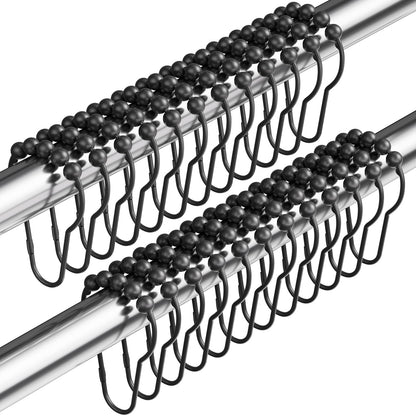 Amazer Shower Curtain Hooks, Decorative Rust Proof Stainless Steel Shower Curtain Hooks for Bathroom Shower Rods Set of 12, Polished Nickel