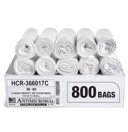 Aluf Plastics 60 Gal Black Trash Bags, 22 Micron (EQ.), 38" x 60" (150 Pk)
