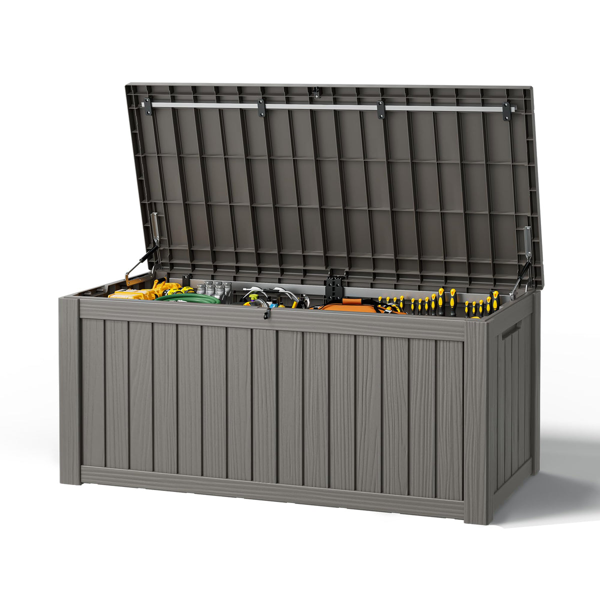 Outdoor Storage Box, Resin Deck Boxes outdoor, Waterproof Storage Box Lockable Lid (Black, 50 Gallon)