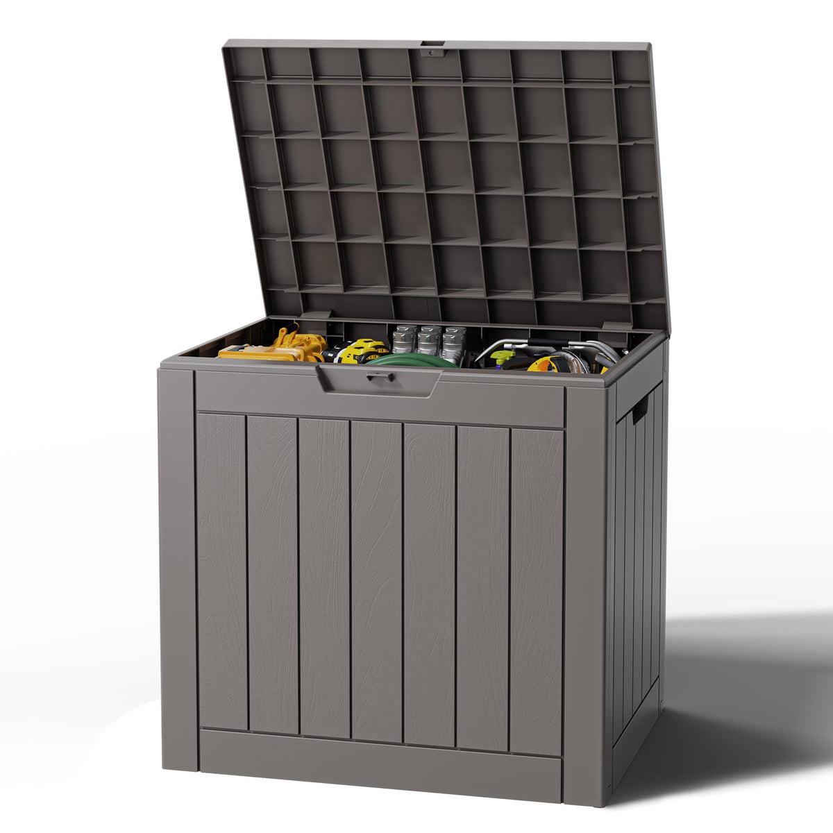 Outdoor Storage Box, Resin Deck Boxes outdoor, Waterproof Storage Box Lockable Lid (Black, 50 Gallon)
