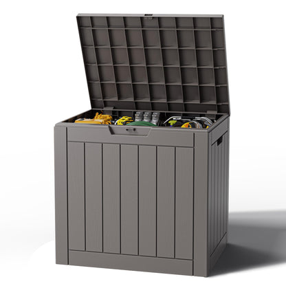Outdoor Storage Box, Resin Deck Boxes outdoor, Waterproof Storage Box Lockable Lid (Black, 50 Gallon)