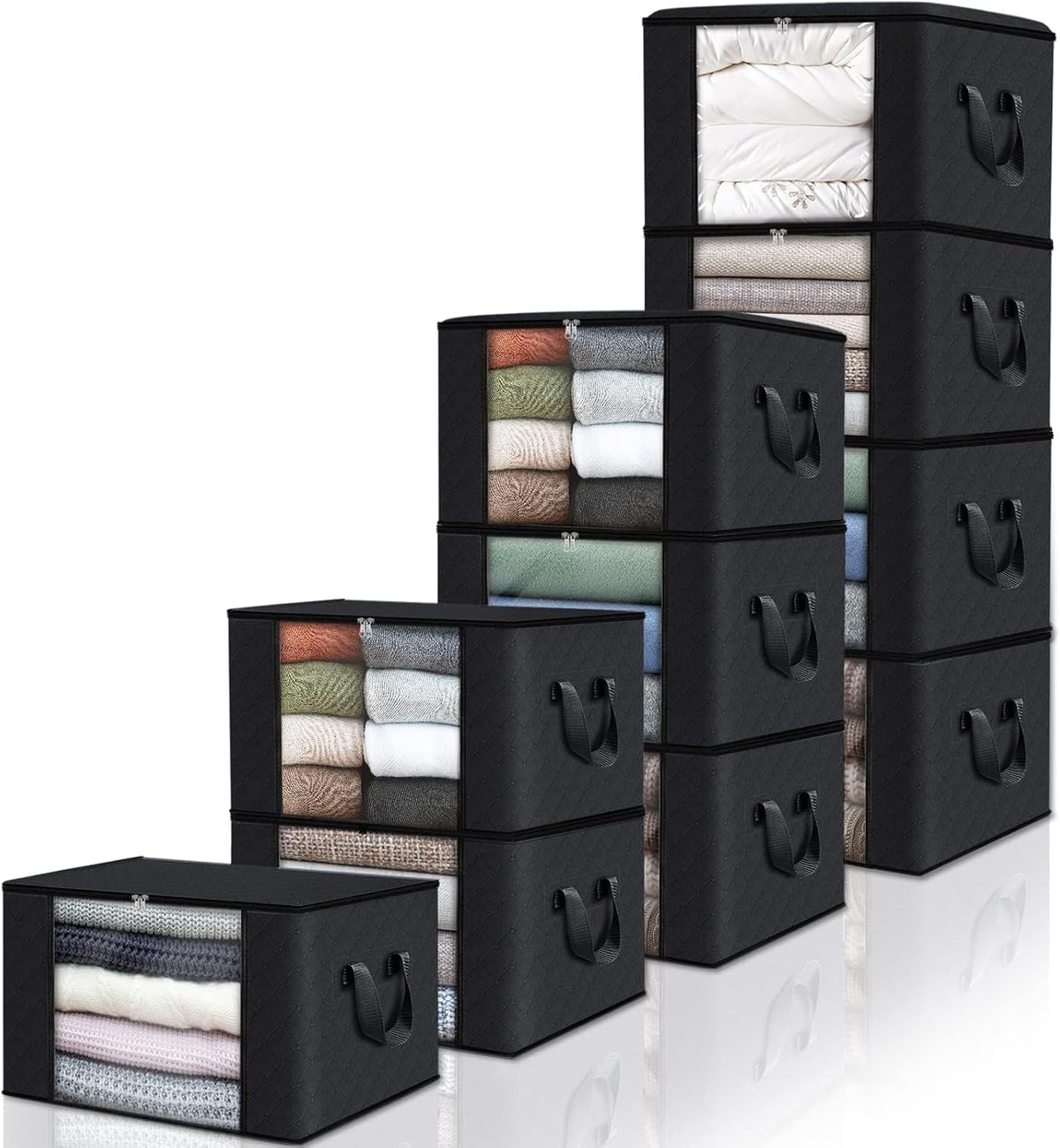 Fab totes 6 Pack Storage Bags for Clothes Blanket Storage Bins with Lids