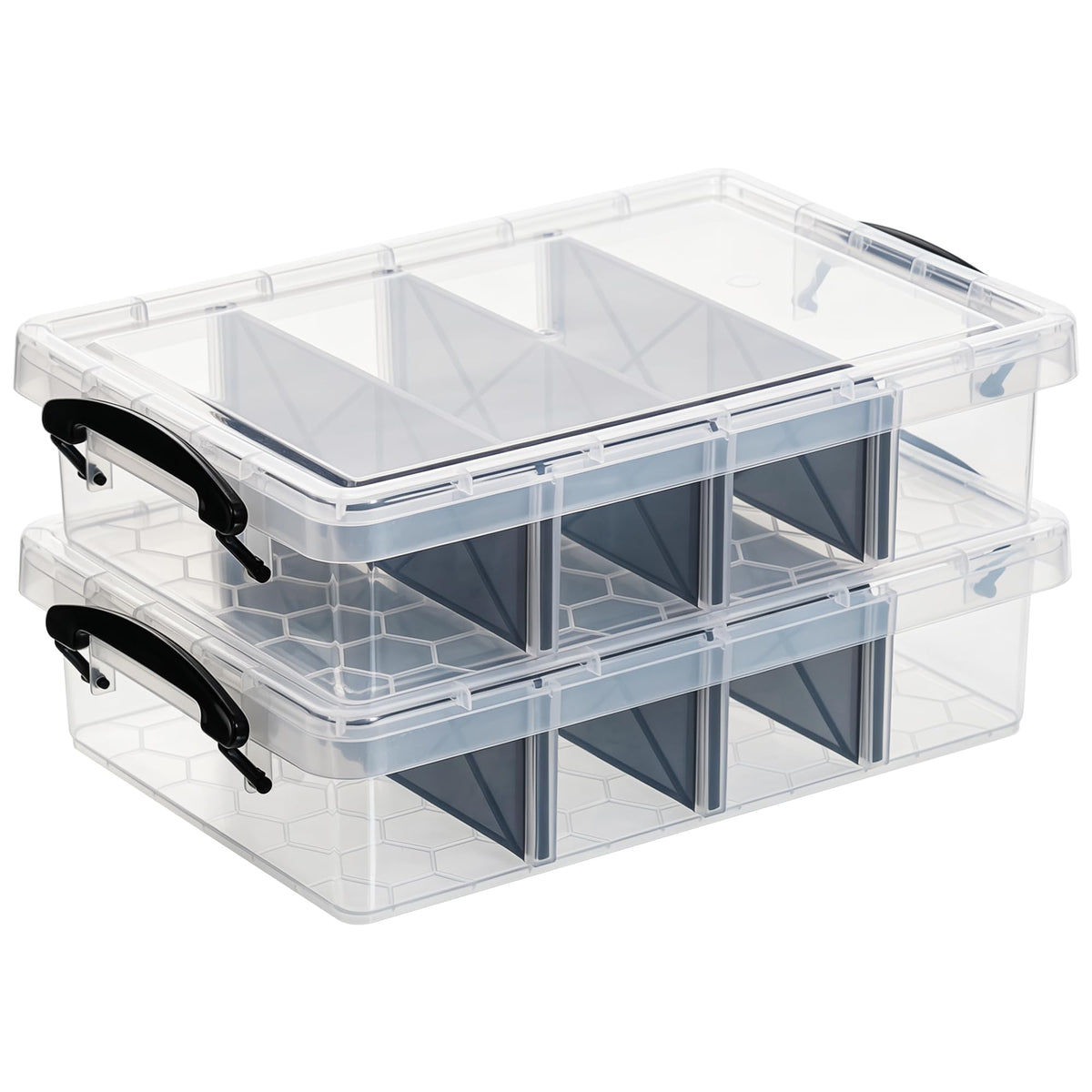 Citylife 3PC Storage Bins with Lids, Stackable Plastic Box, Paper Storage