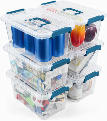 NUMIFUN 7Qt Clear Plastic Storage Bins with Lids,Transparent Design,6 Pack